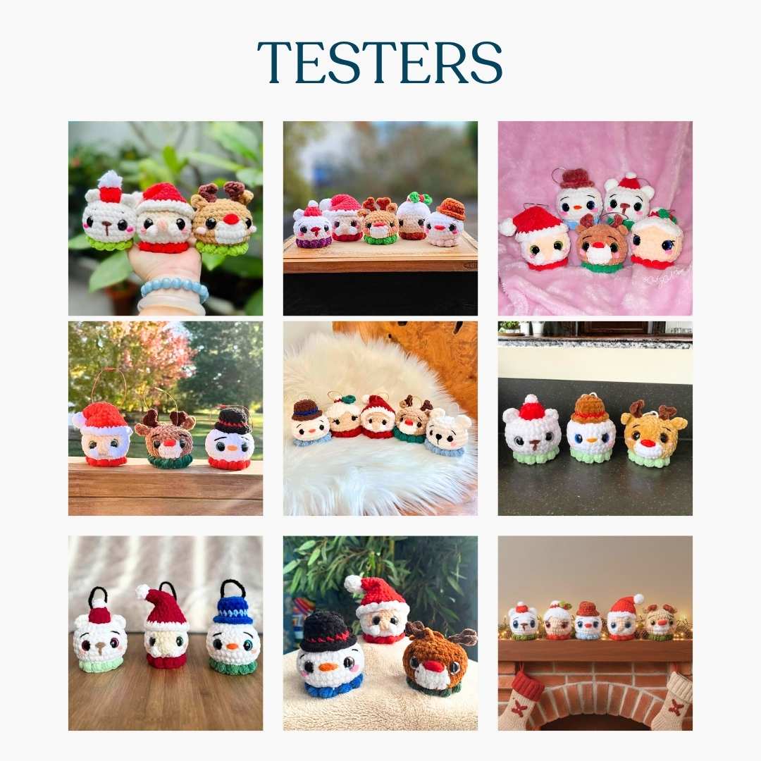 Cute Christmas Ornament Bundle Vol.1 Low-Sew Amigurumi Crochet Pattern PDF - HUGurumi