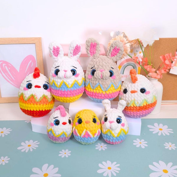 Cute Bunny Chicken Easter Egg No-Sew Amigurumi Crochet Pattern PDF - HUGurumi
