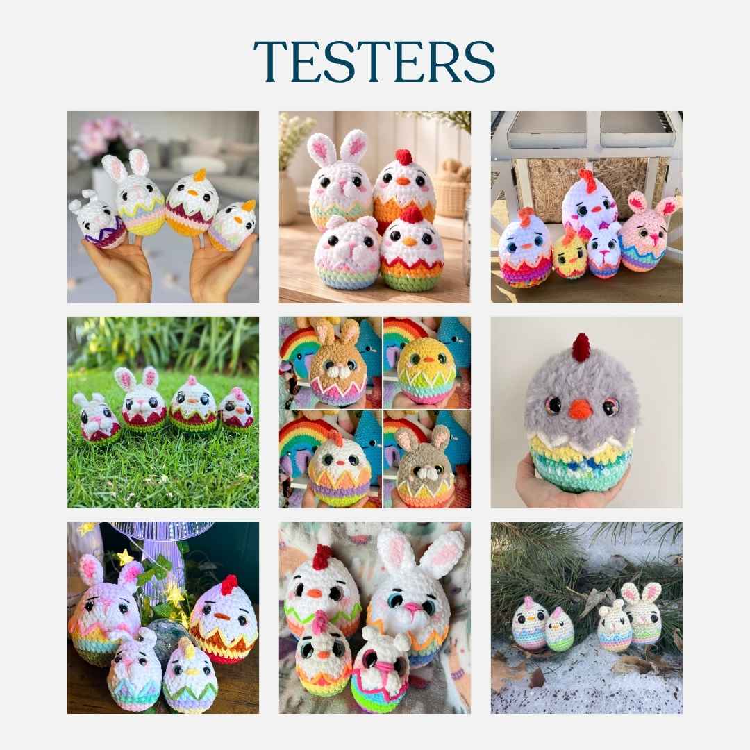 Cute Bunny Chicken Easter Egg No-Sew Amigurumi Crochet Pattern PDF - HUGurumi