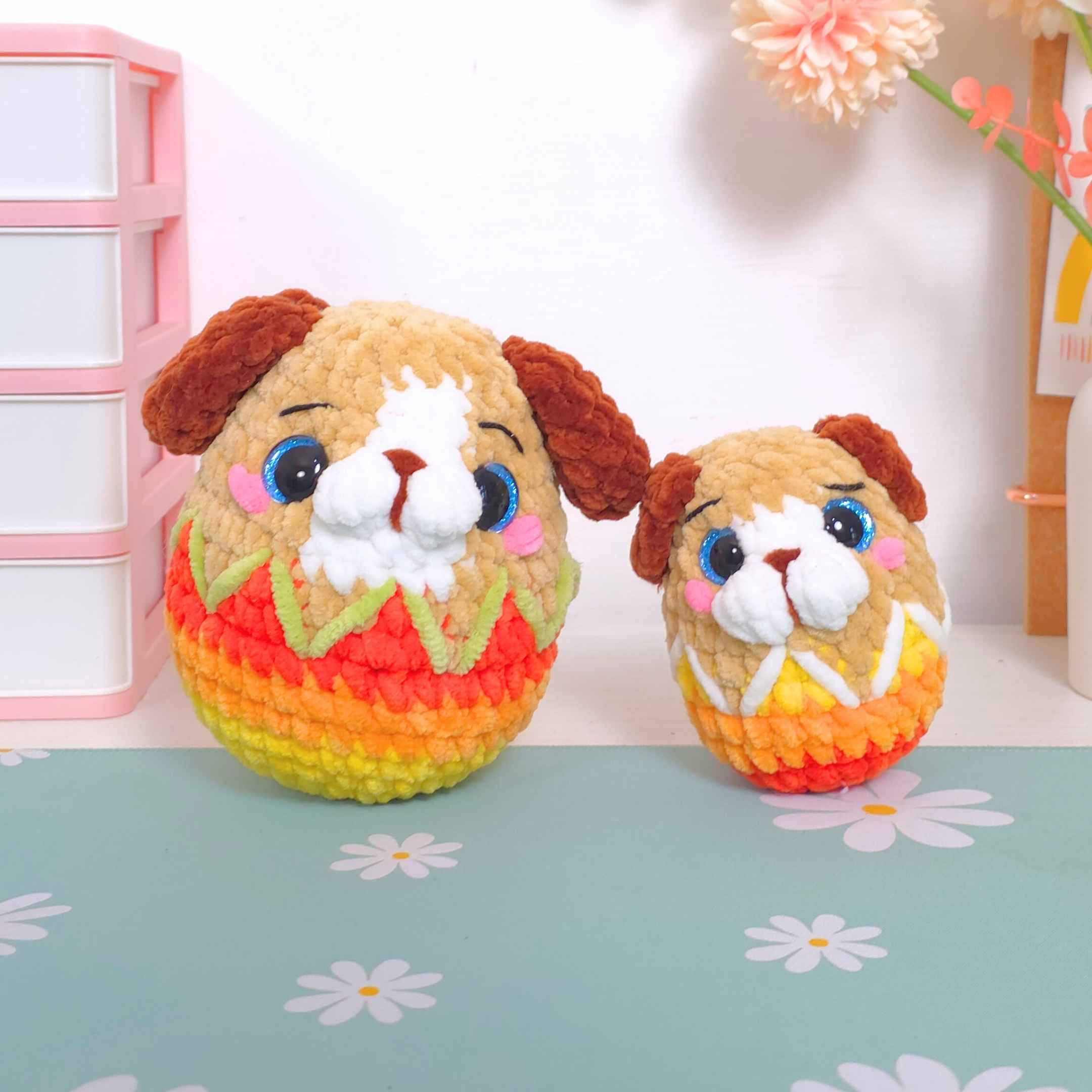Cute Cat and Dog Easter Eggs No-Sew Amigurumi Crochet Pattern PDF - HUGurumi