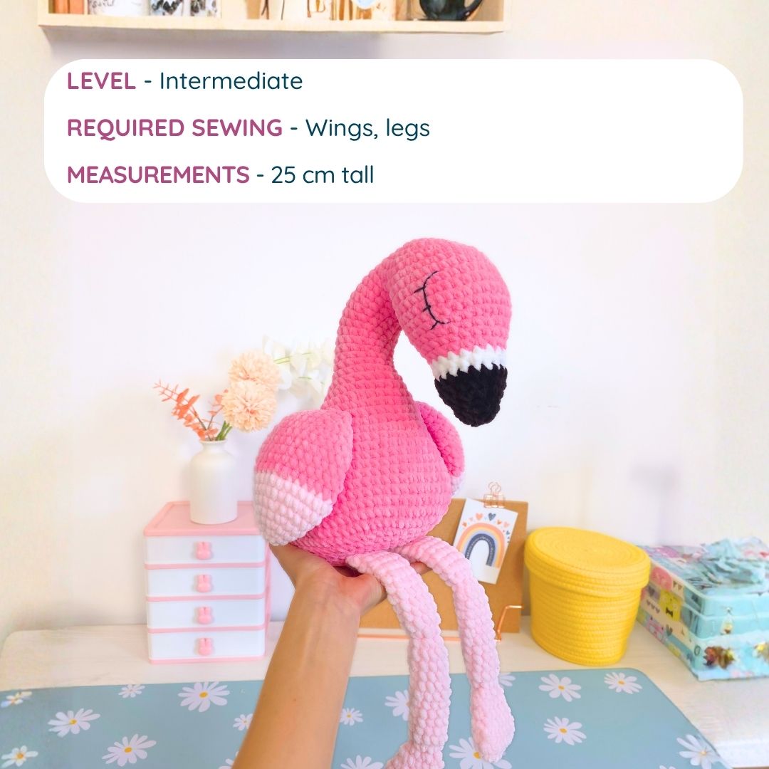 Cute Flamingo Amigurumi Crochet Pattern PDF - HUGurumi