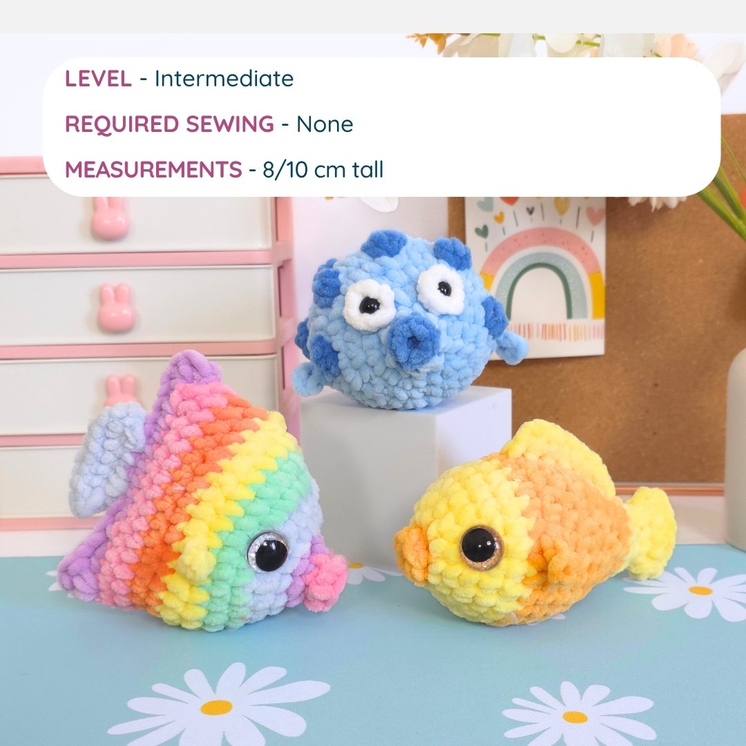 Cute Fish 3-in-1 No-Sew Amigurumi Crochet Pattern PDF - HUGurumi