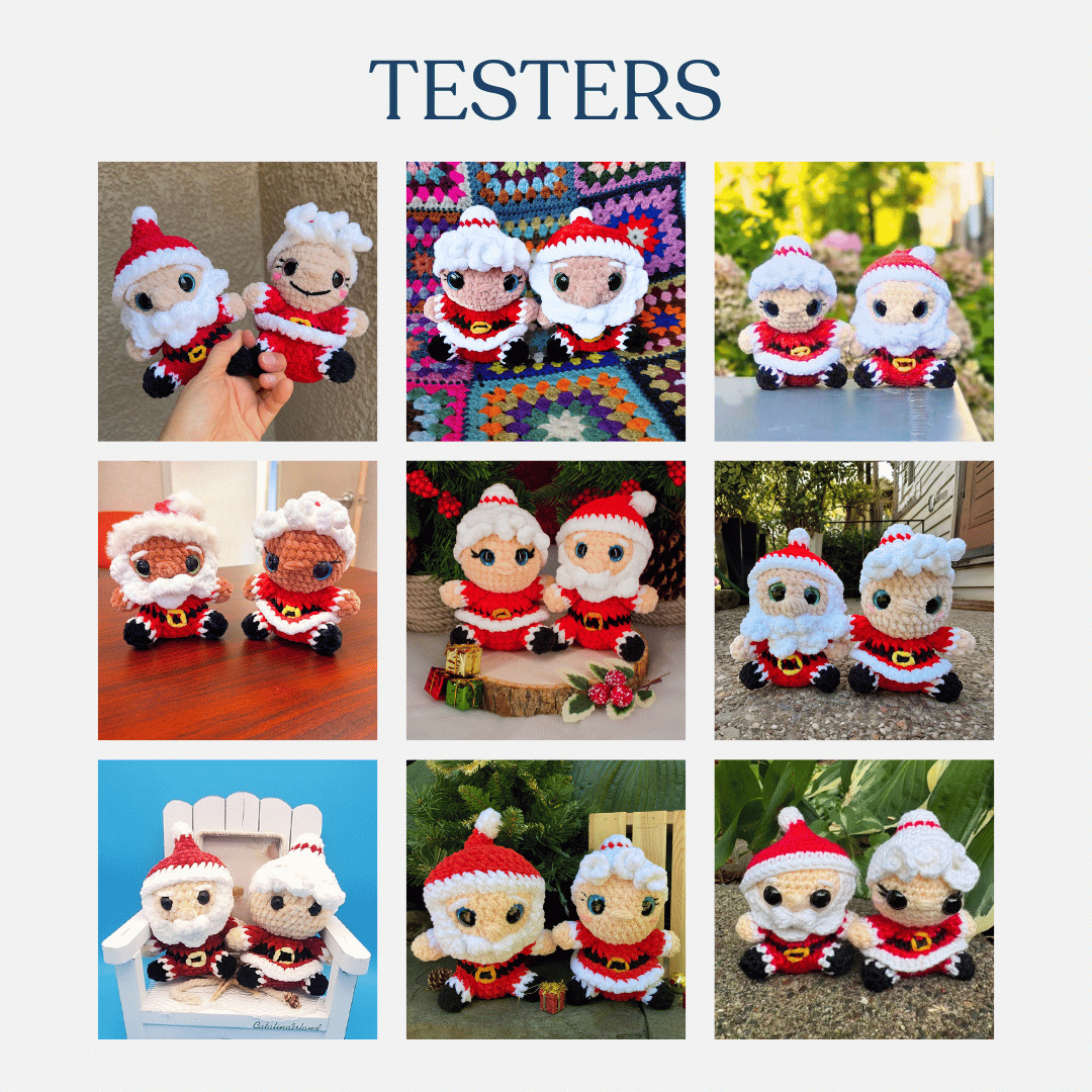 Mini Santa & Mini Mrs Claus โ Low-Sew Amigurumi Crochet Pattern PDF