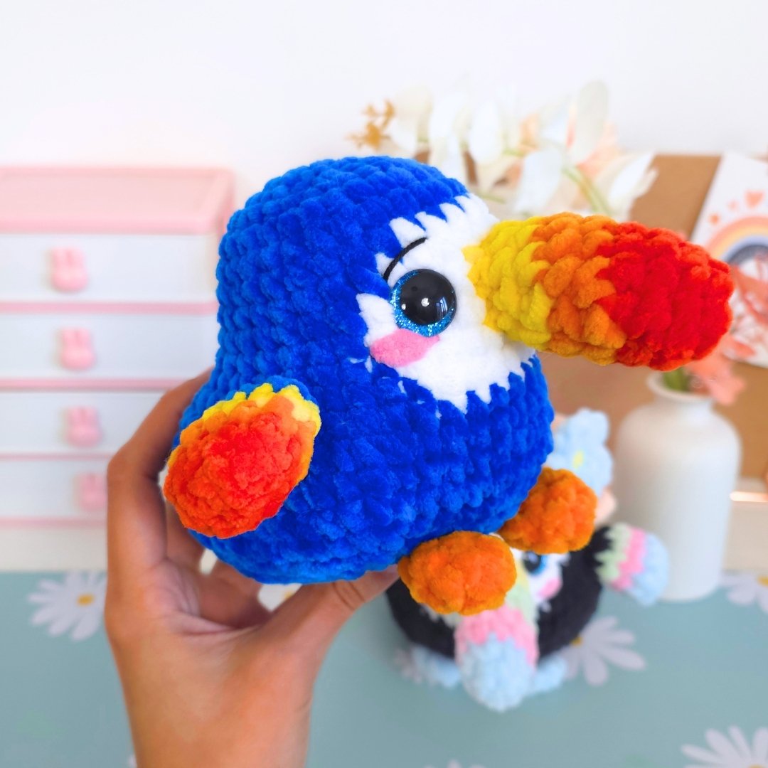 Cute Pelican Toucan 2-in-1 Low-Sew Amigurumi Crochet Pattern PDF - HUGurumi