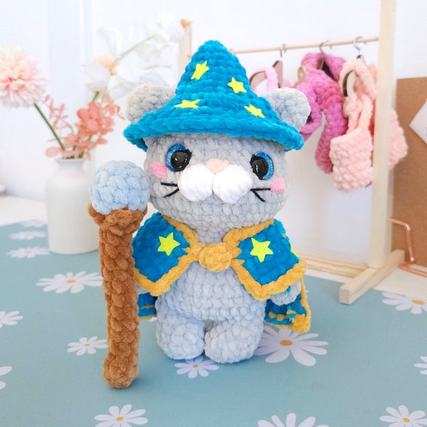 Cute Cat Wizard Low-Sew Amigurumi Crochet Pattern PDF - HUGurumi