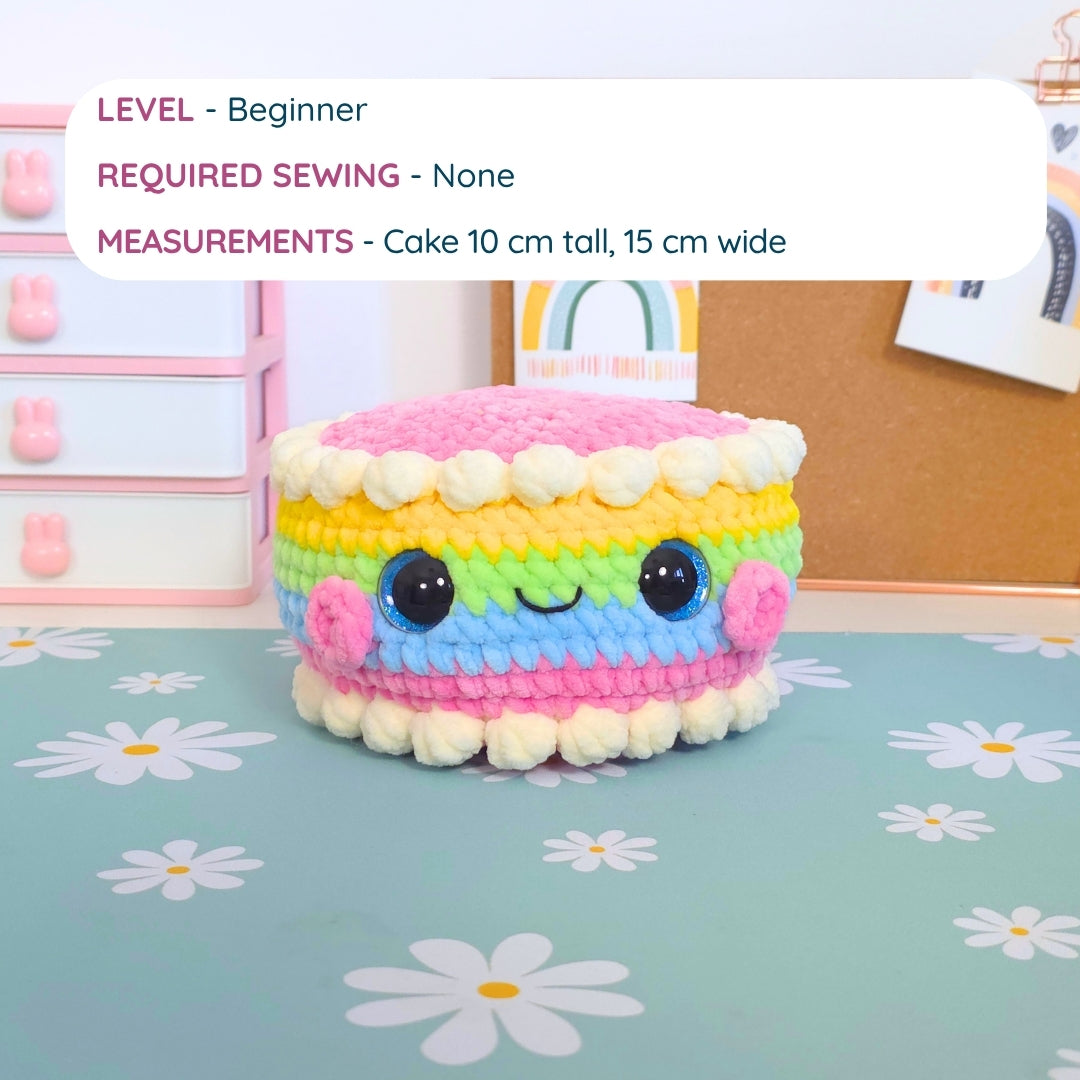 Cute Birthday Cake No-Sew Amigurumi Crochet Pattern PDF - HUGurumi