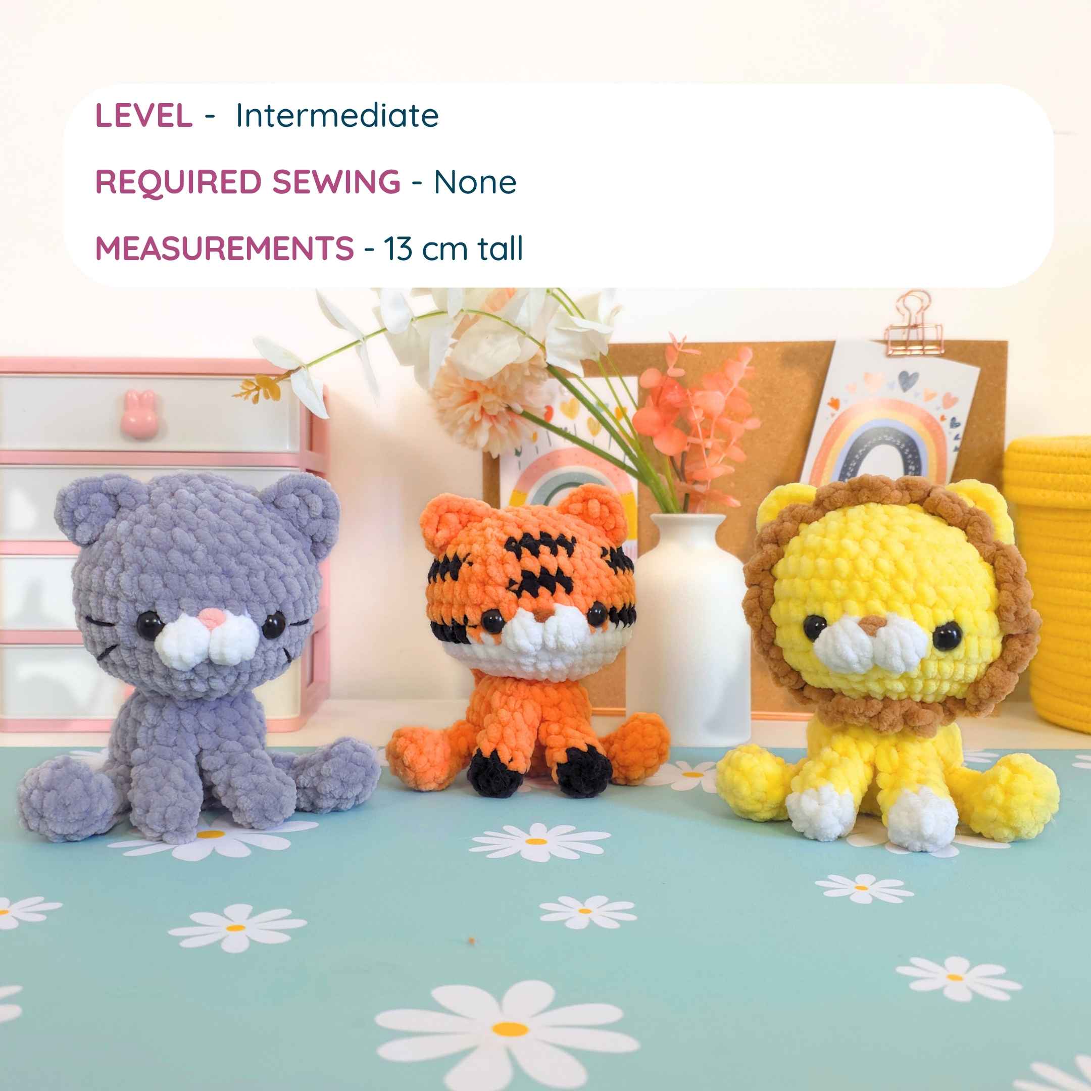Cute Cat Lion Tiger No-Sew Amigurumi Crochet Pattern PDF Bundle - HUGurumi