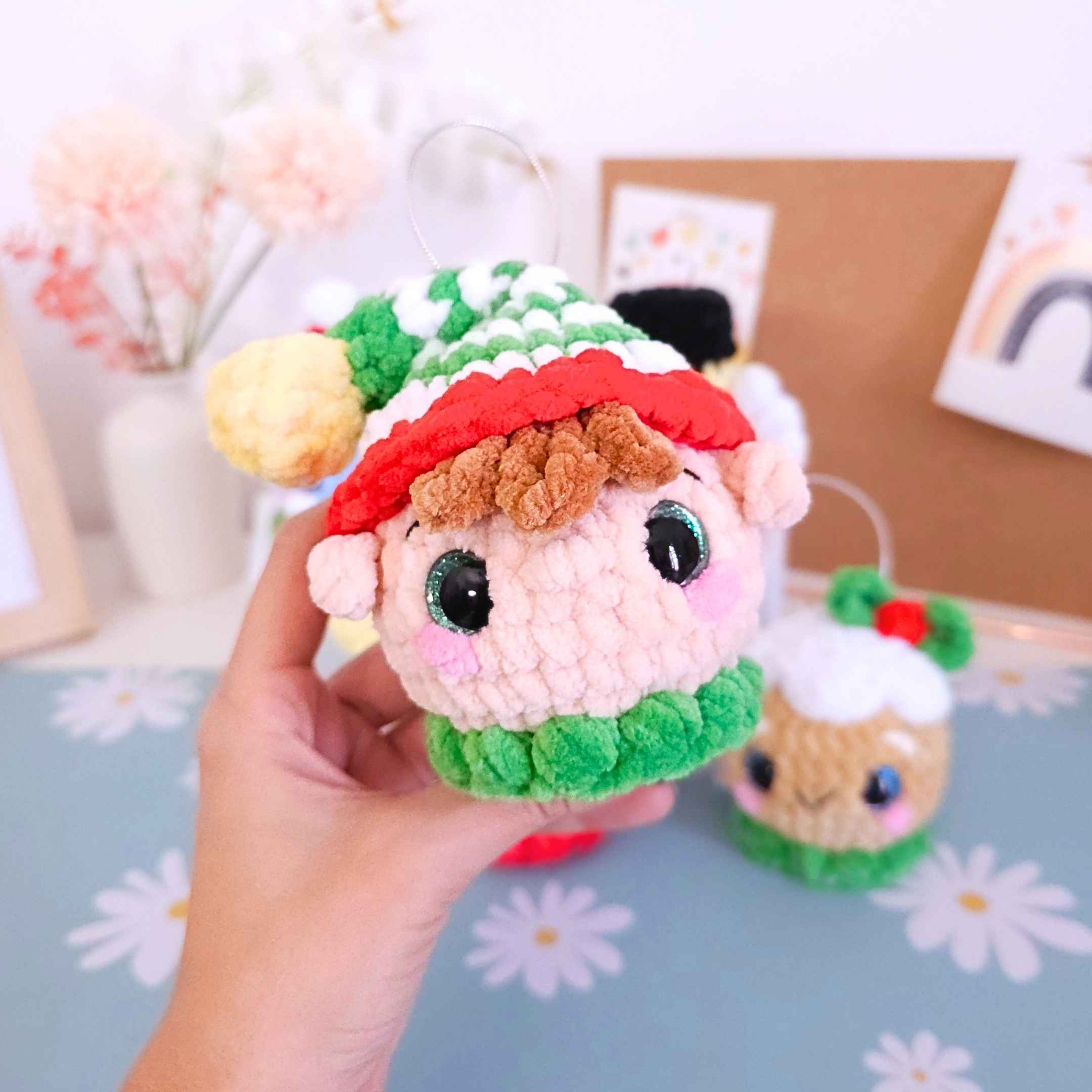 Cute Christmas Ornament Bundle Vol.2 Low-Sew Amigurumi Crochet Pattern PDF - HUGurumi