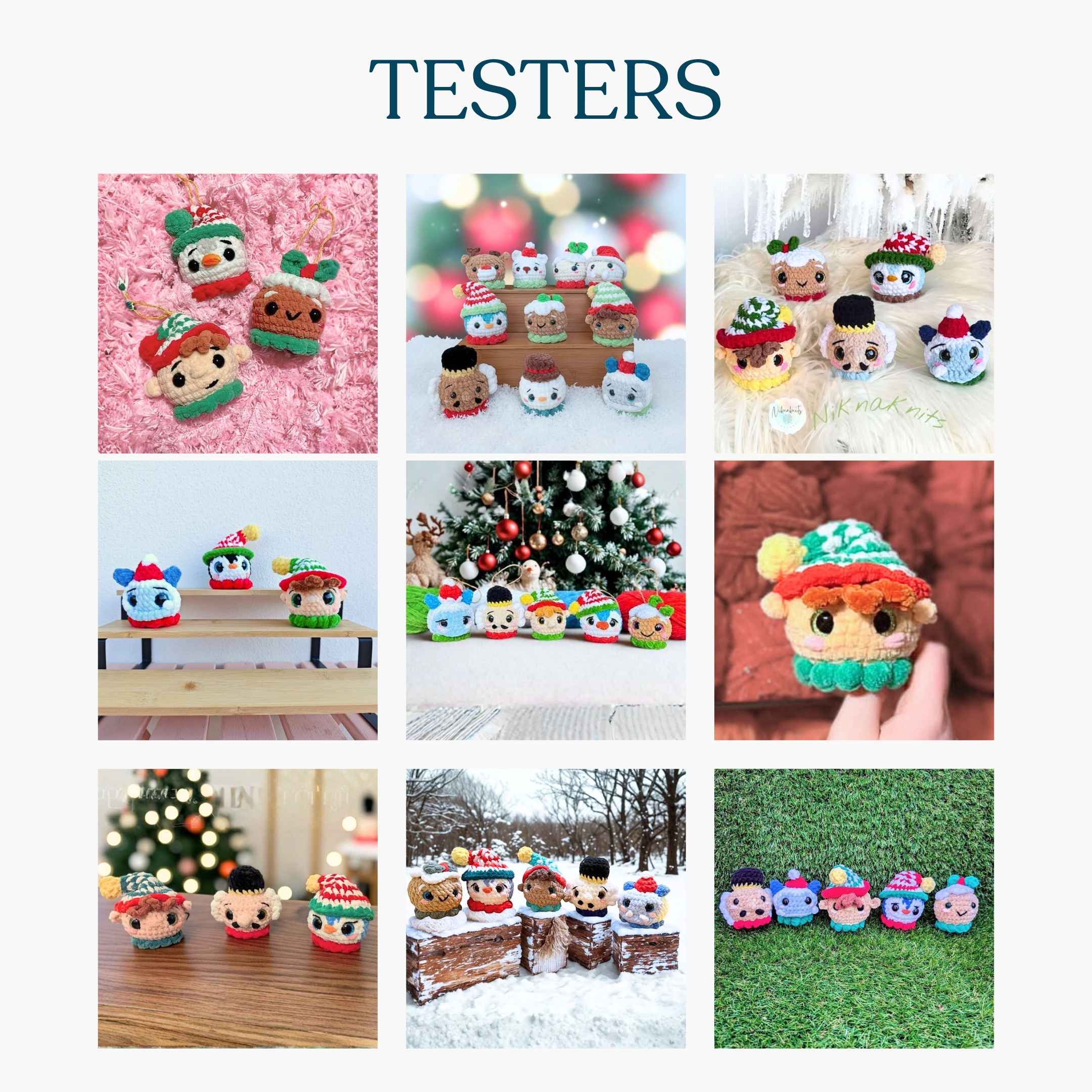 Cute Christmas Ornament Bundle Vol.2 Low-Sew Amigurumi Crochet Pattern PDF - HUGurumi