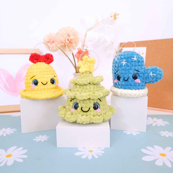 Cute Christmas Ornament Bundle Vol.3 Low-Sew Amigurumi Crochet Pattern PDF - HUGurumi