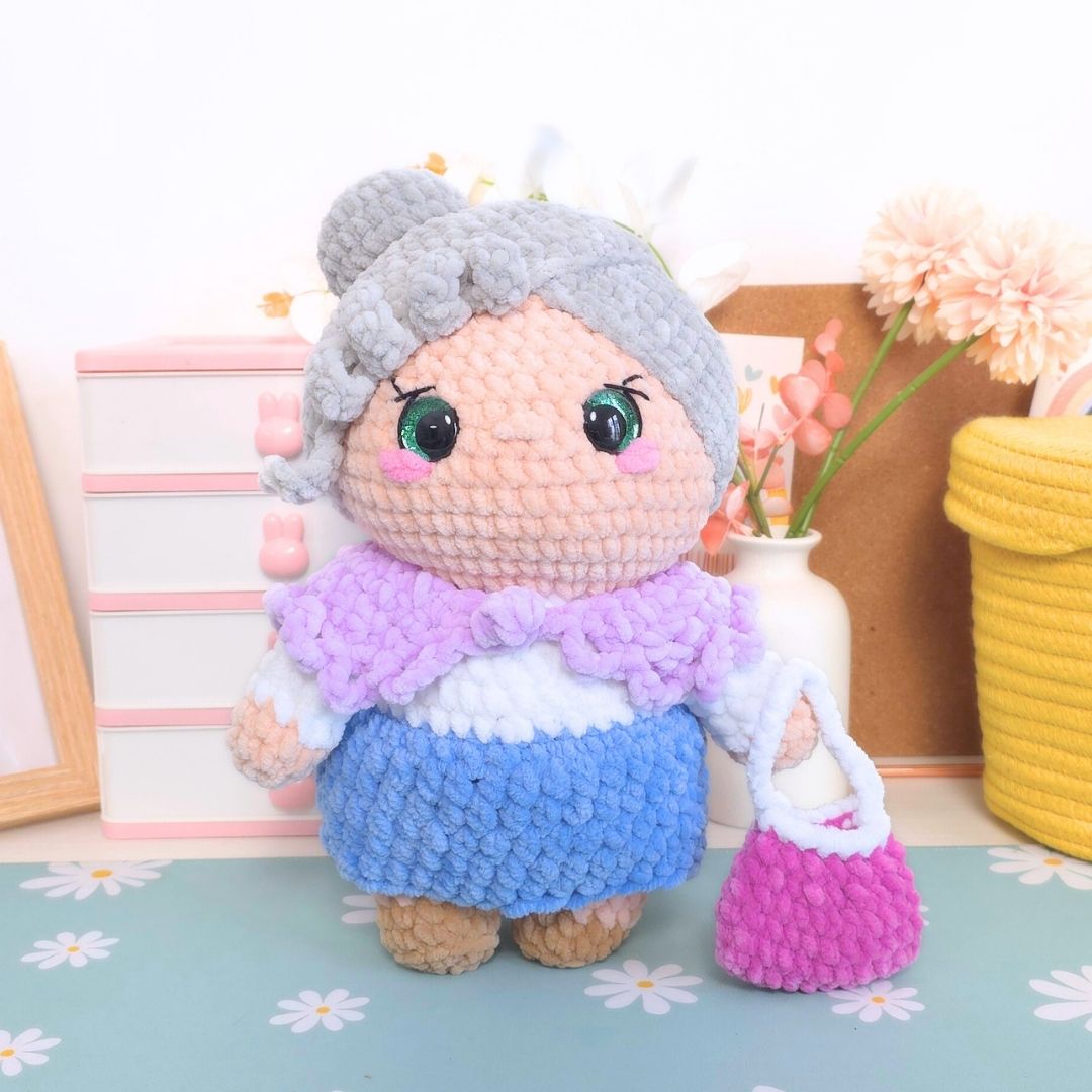 Cute Grandpa and Grandma Low-Sew Amigurumi Crochet Pattern PDF - HUGurumi