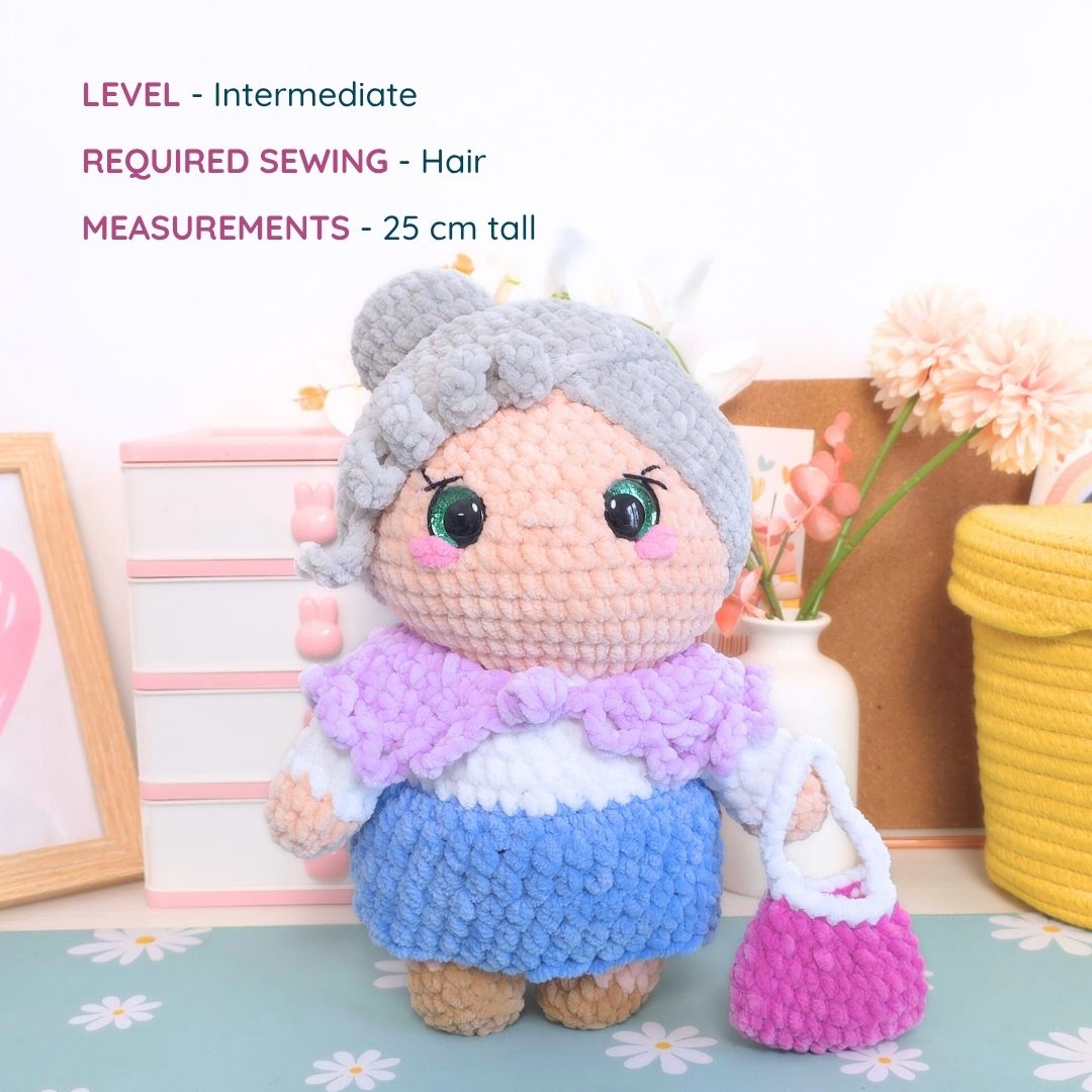 Cute Grandpa and Grandma Low-Sew Amigurumi Crochet Pattern PDF - HUGurumi