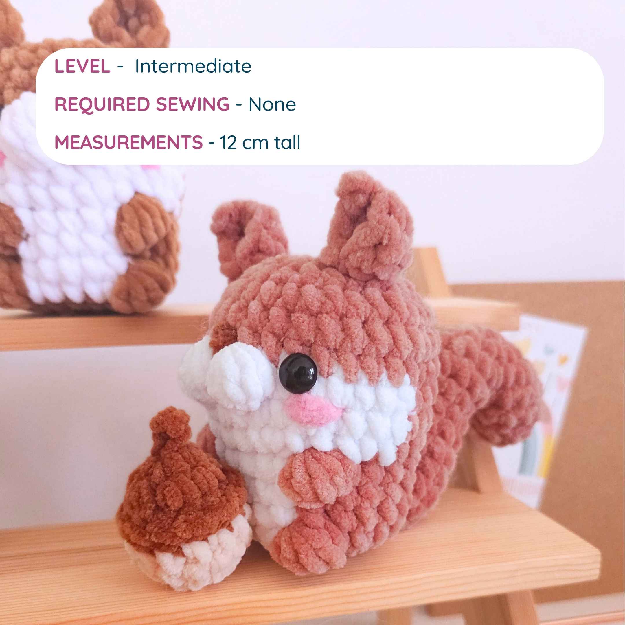 Cute Squirrel No-Sew Amigurumi Crochet Pattern PDF - HUGurumi
