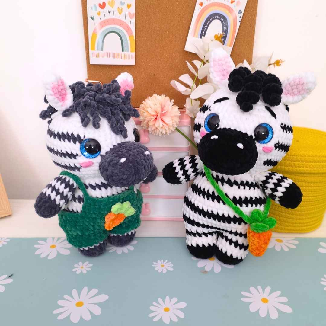 Zebra with Overalls – Low-Sew Amigurumi Crochet Pattern PDF