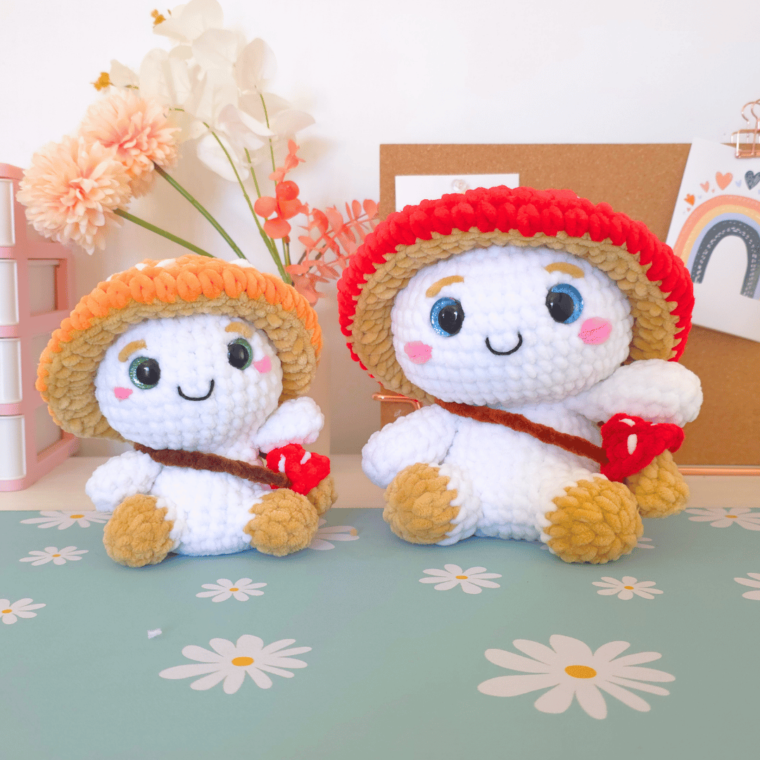 Mushroom Guy 2 in 1 Big & Small – Low-Sew Amigurumi Crochet Pattern PDF