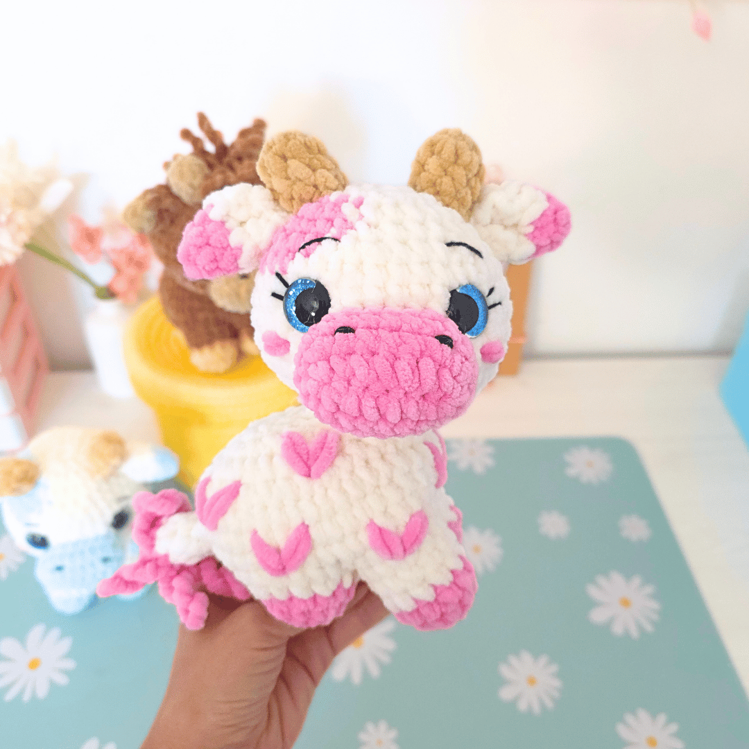 Little Cows 2 in 1 – Low-Sew Four legged Amigurumi Crochet Pattern PDF