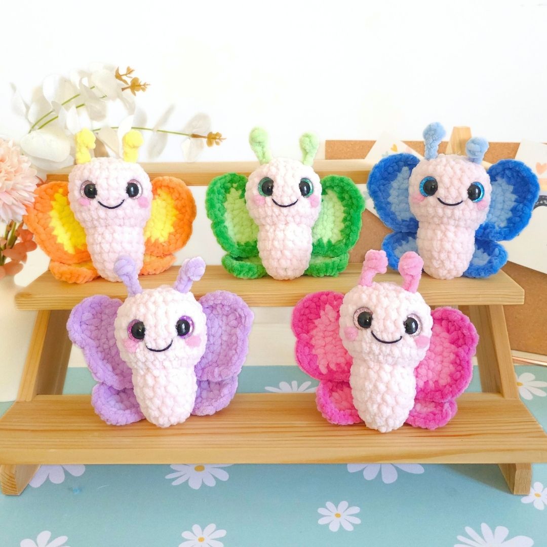 Cute Butterfly Low-Sew Amigurumi Crochet Pattern PDF - HUGurumi