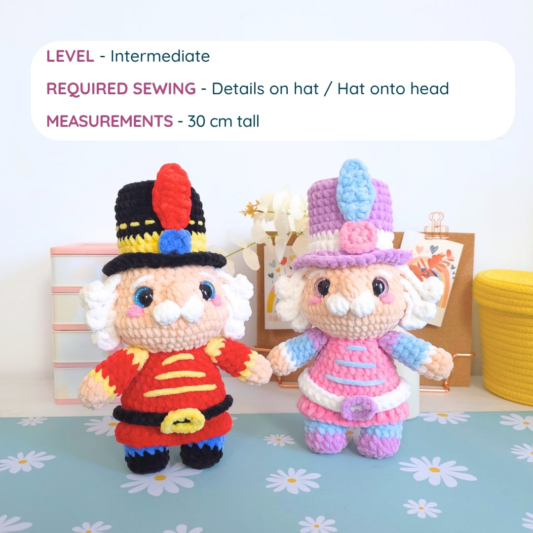 Cute Nutcracker Low-Sew Amigurumi Crochet Pattern PDF - HUGurumi