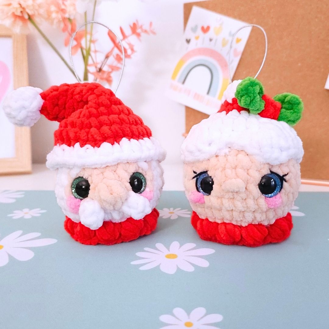 Cute Christmas Ornament Bundle Vol.1 Low-Sew Amigurumi Crochet Pattern PDF - HUGurumi