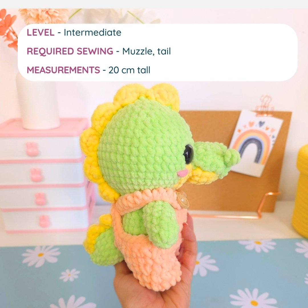 Cute Crocodile with Overalls Amigurumi Crochet Pattern PDF - HUGurumi