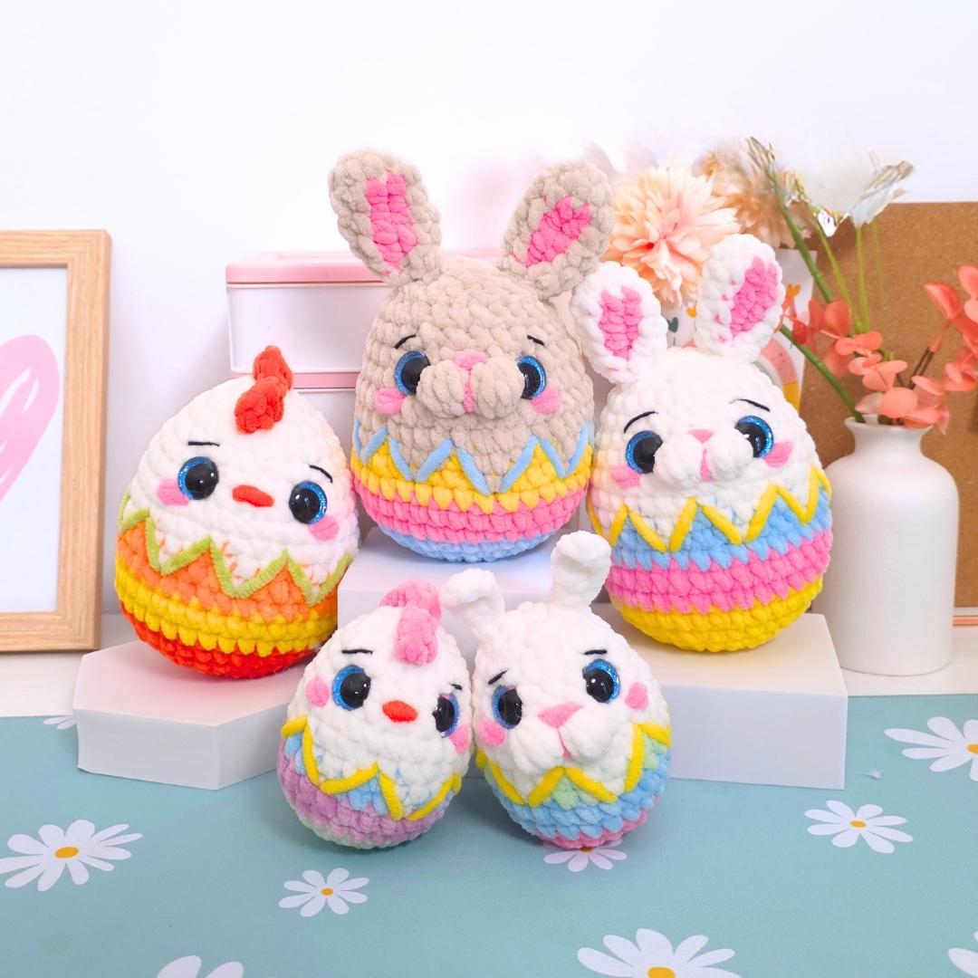 Cute Bunny Chicken Easter Egg No-Sew Amigurumi Crochet Pattern PDF - HUGurumi