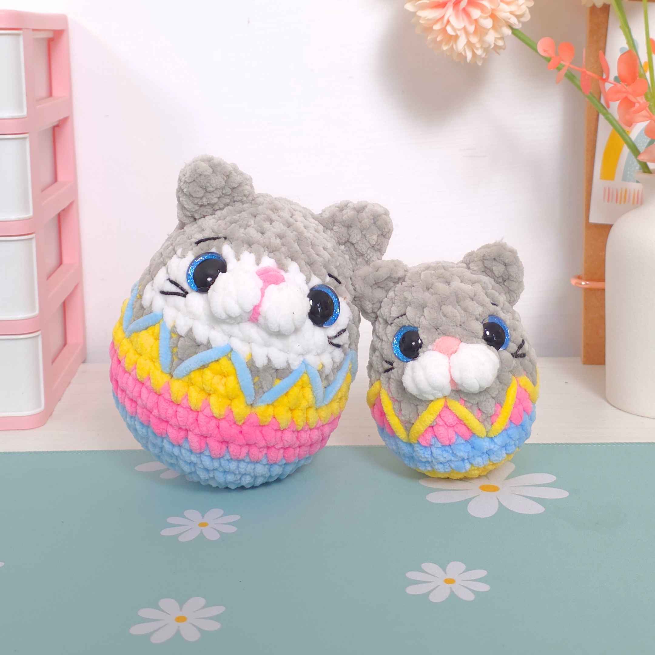 Cute Cat and Dog Easter Eggs No-Sew Amigurumi Crochet Pattern PDF - HUGurumi