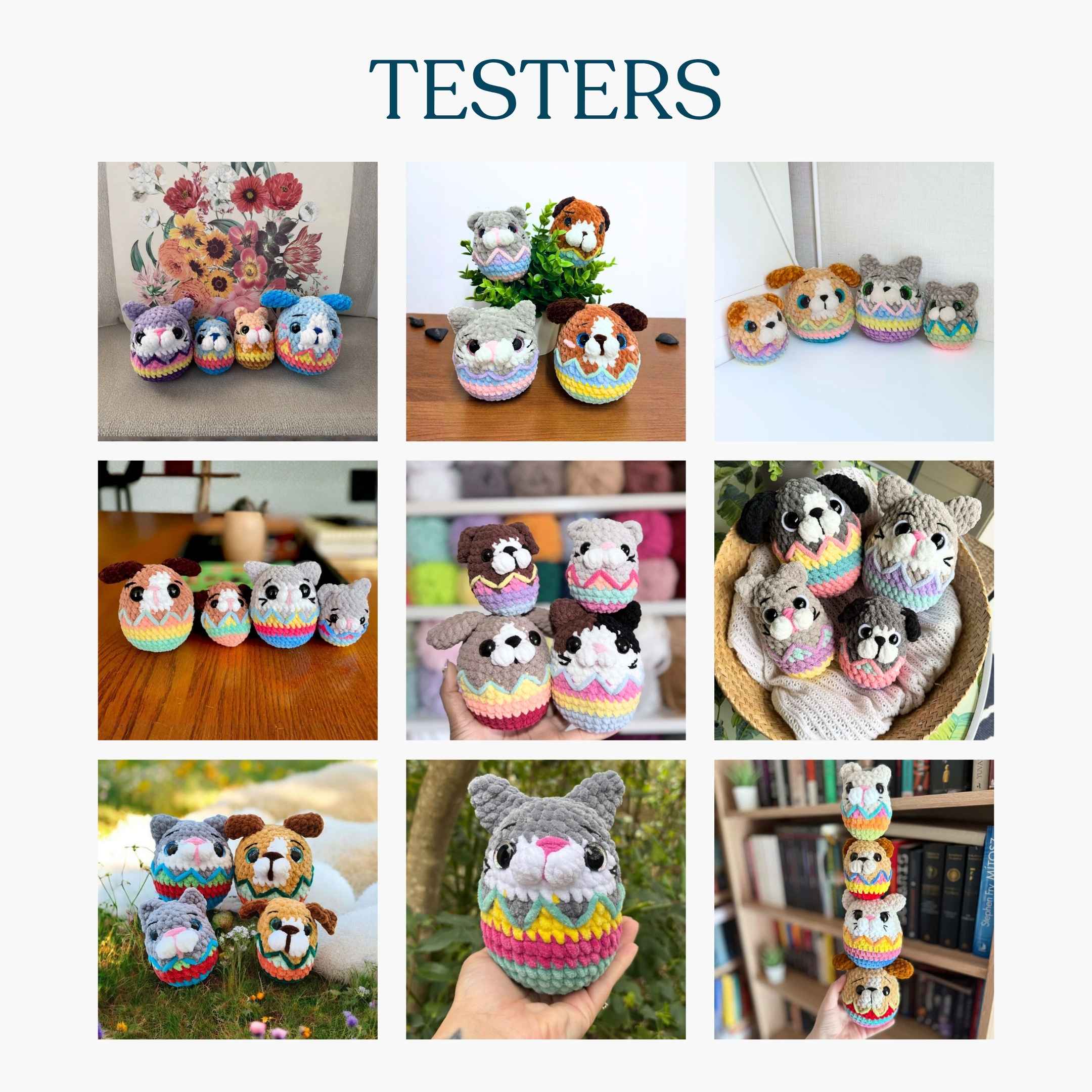 Cute Cat and Dog Easter Eggs No-Sew Amigurumi Crochet Pattern PDF - HUGurumi