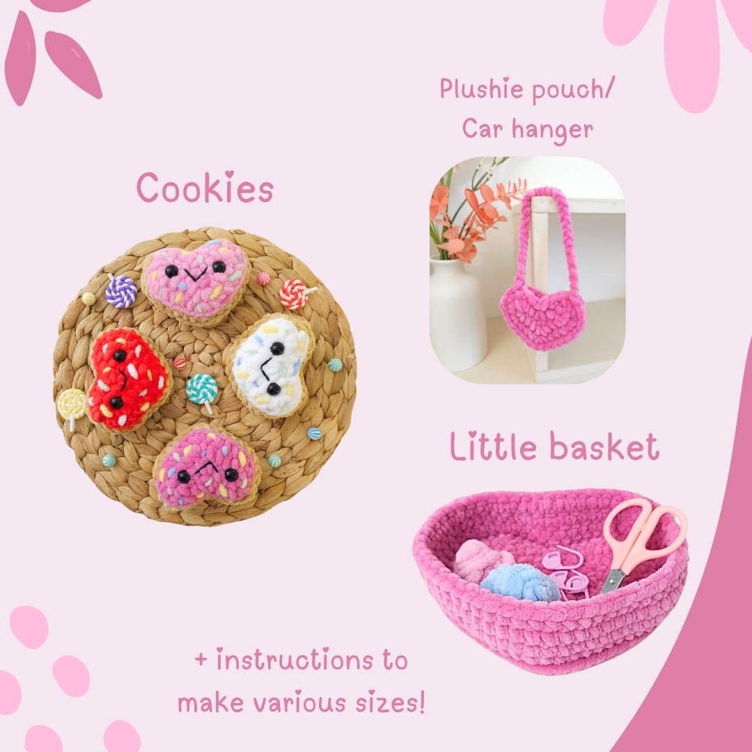Cute Heart Cookie No-Sew Amigurumi Crochet Pattern PDF - HUGurumi