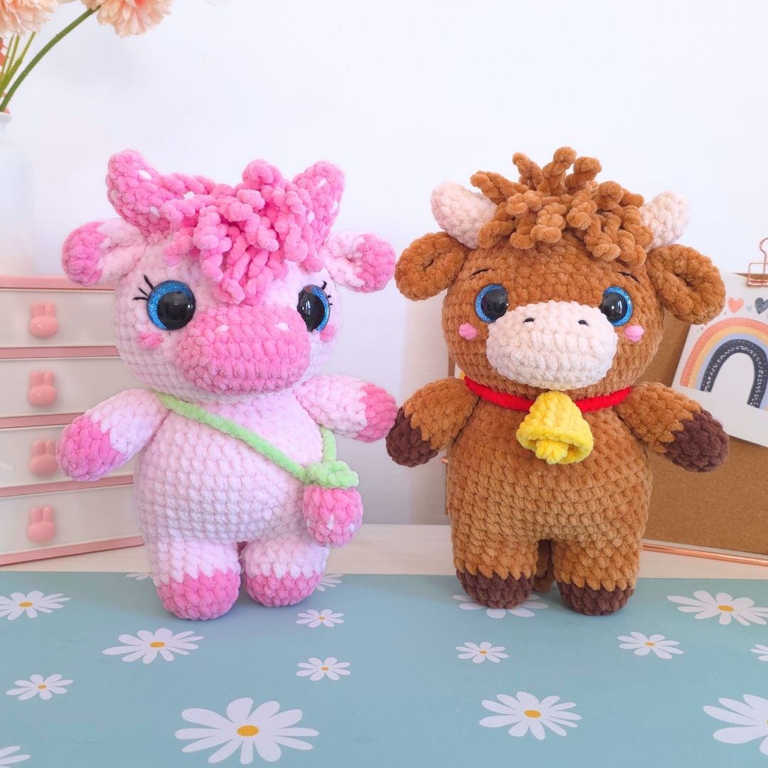 Cute Highland Cow Low-Sew Amigurumi Crochet Pattern PDF - HUGurumi