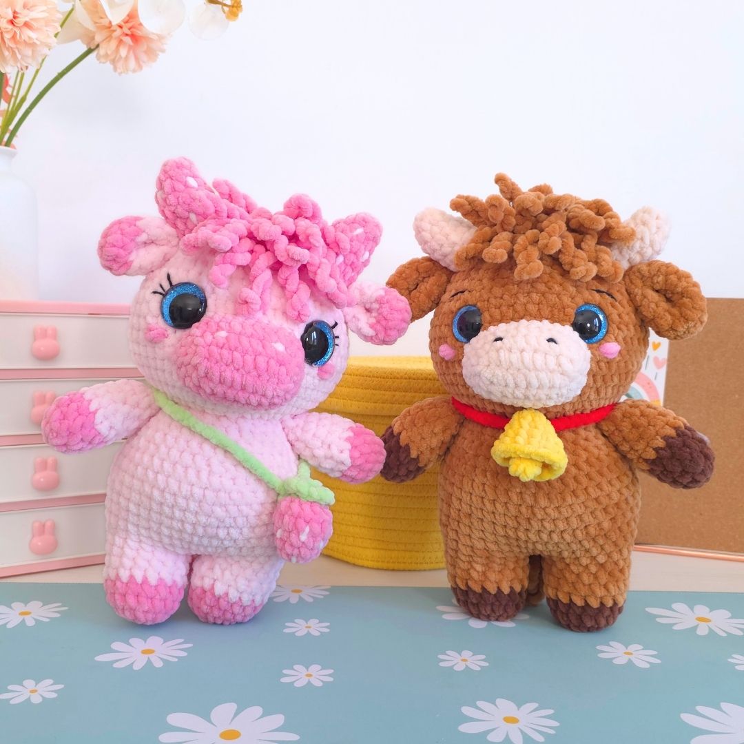 Cute Highland Cow Low-Sew Amigurumi Crochet Pattern PDF - HUGurumi