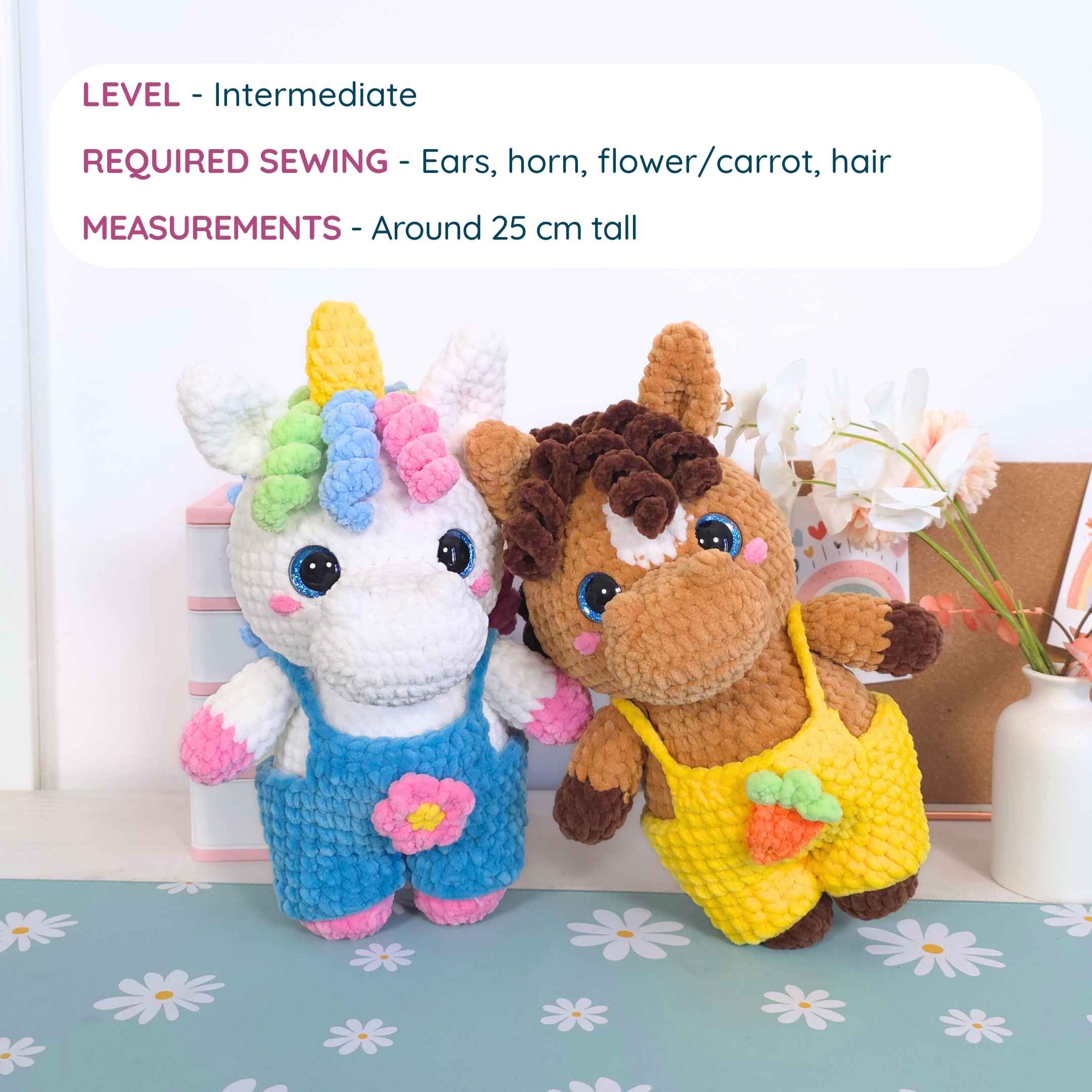 Cute Horse and Unicorn Low-Sew Amigurumi Crochet Pattern PDF - HUGurumi