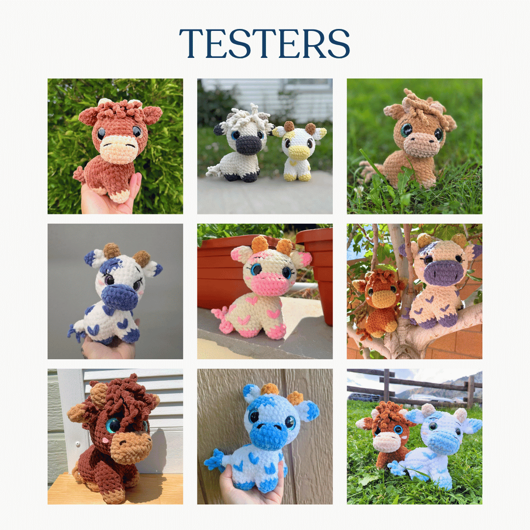 Little Cows 2 in 1 – Low-Sew Four legged Amigurumi Crochet Pattern PDF