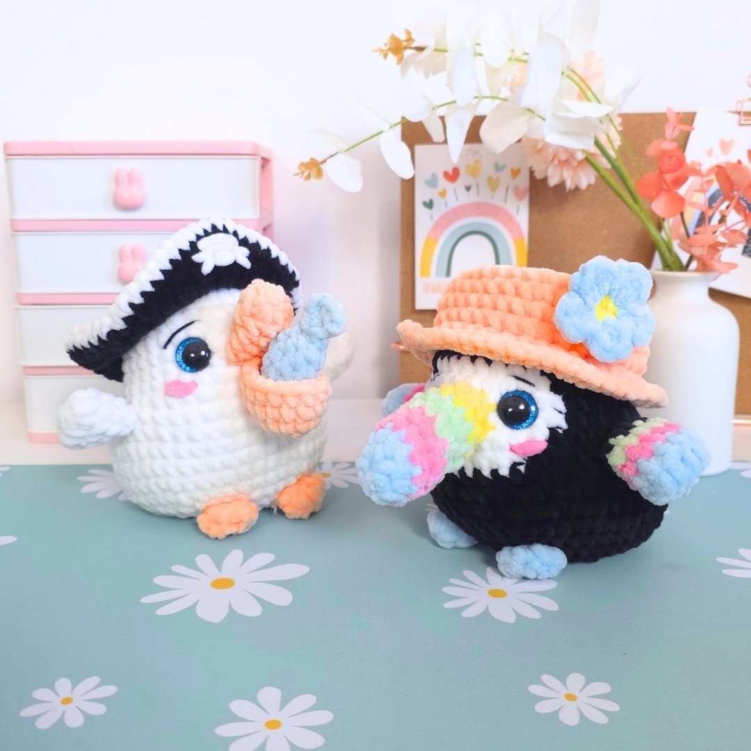 Cute Pelican Toucan 2-in-1 Low-Sew Amigurumi Crochet Pattern PDF - HUGurumi