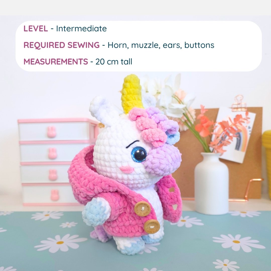 Cute Unicorn with Hoodie Amigurumi Crochet Pattern PDF - HUGurumi