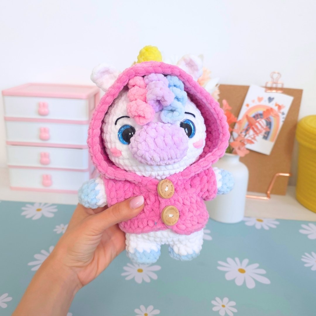 Cute Unicorn with Hoodie Amigurumi Crochet Pattern PDF - HUGurumi