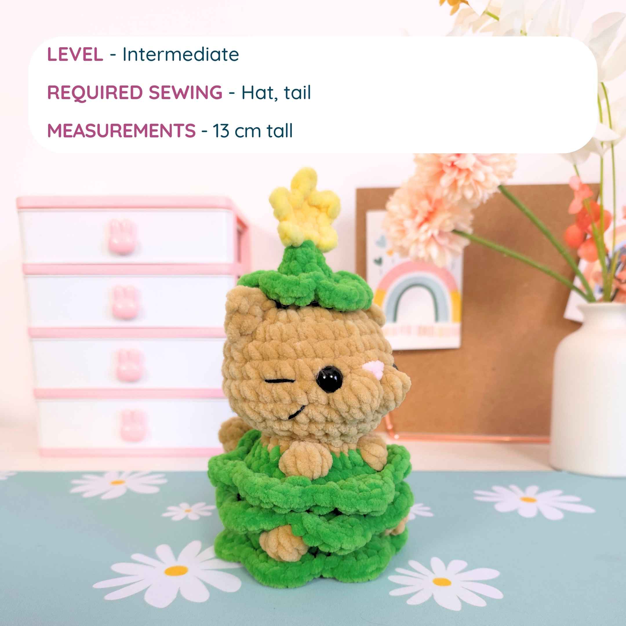 Cute Cat Christmas Tree Low-Sew Amigurumi Crochet Pattern PDF - HUGurumi