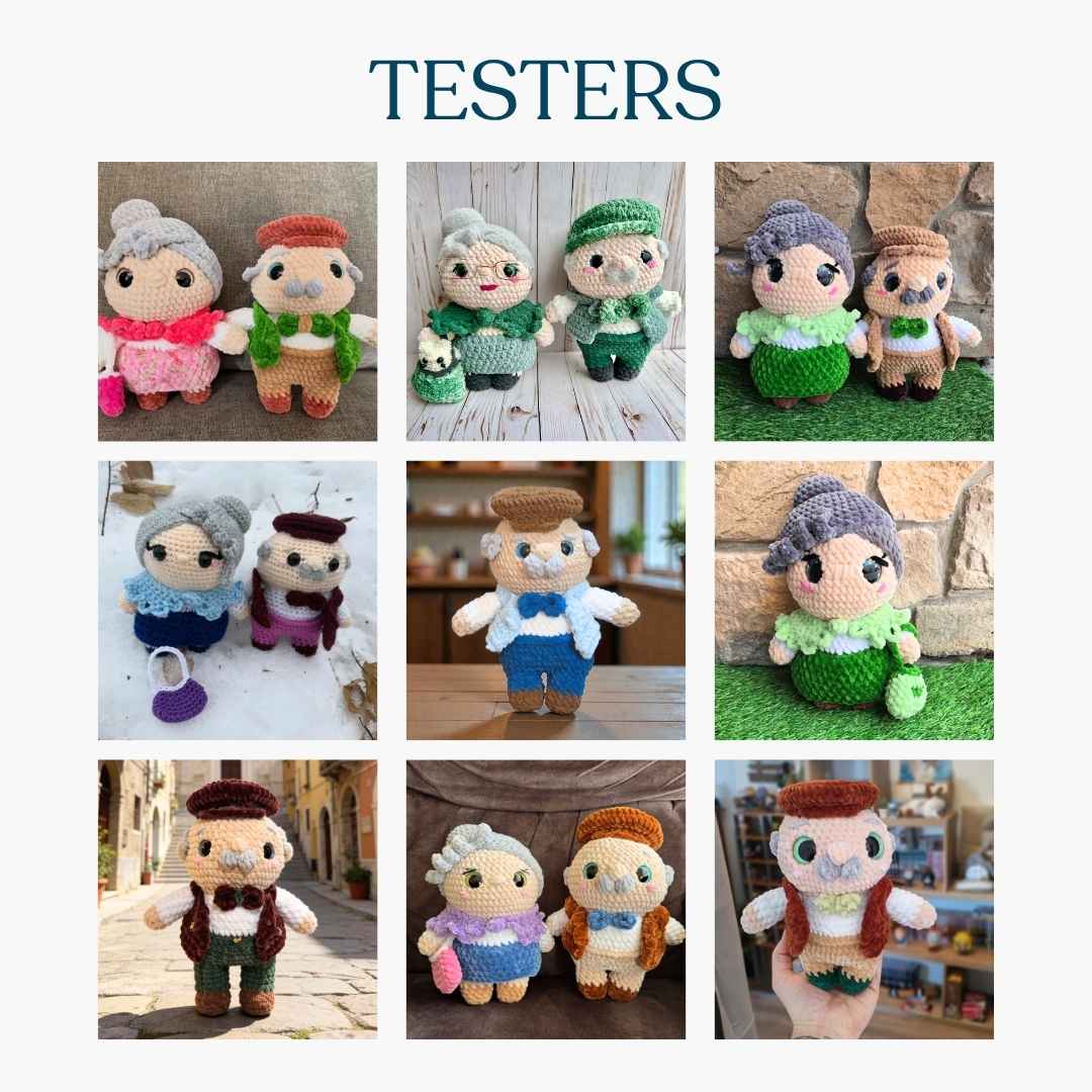 Cute Grandpa and Grandma Low-Sew Amigurumi Crochet Pattern PDF - HUGurumi