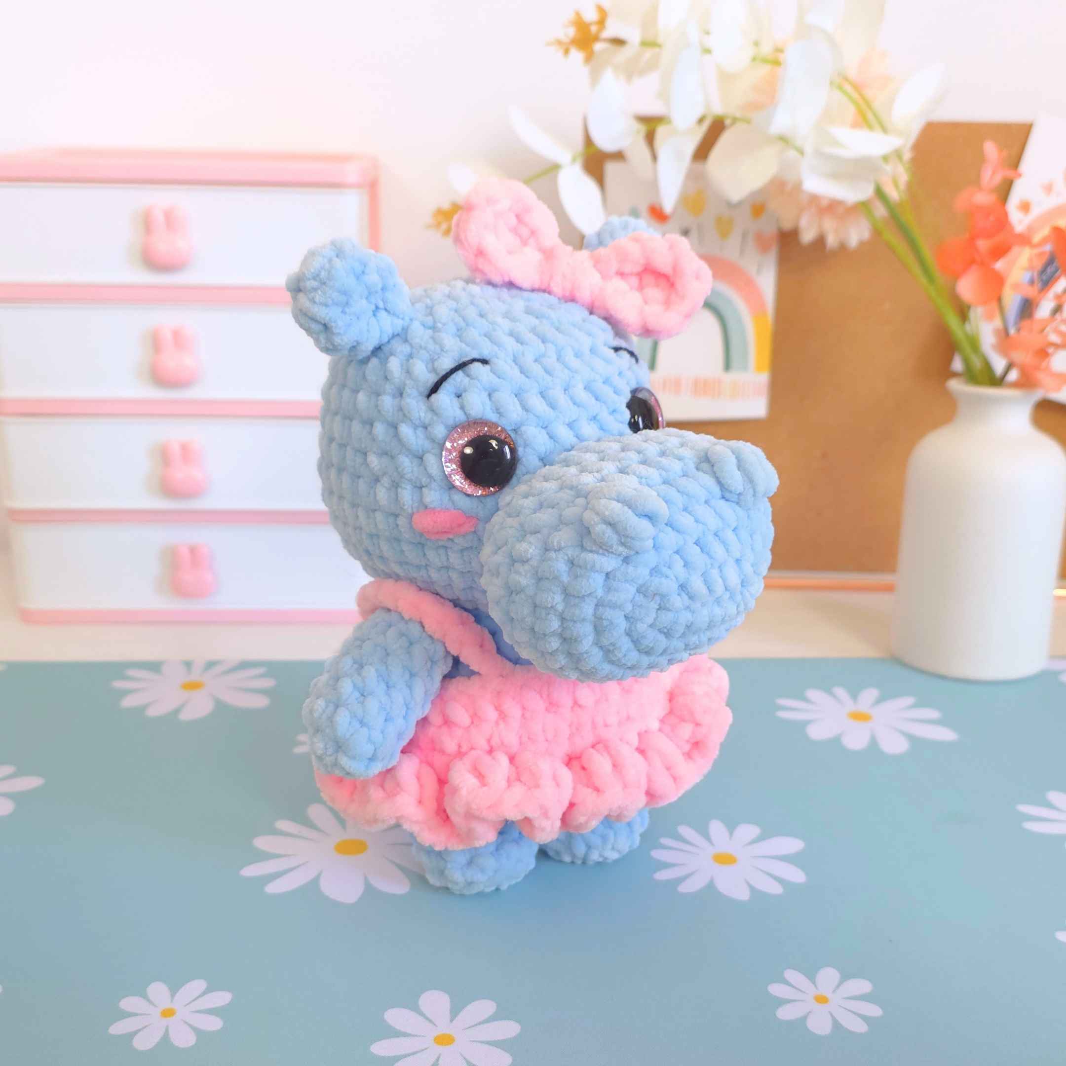Cute Hippo with Tutu Amigurumi Crochet Pattern PDF - HUGurumi