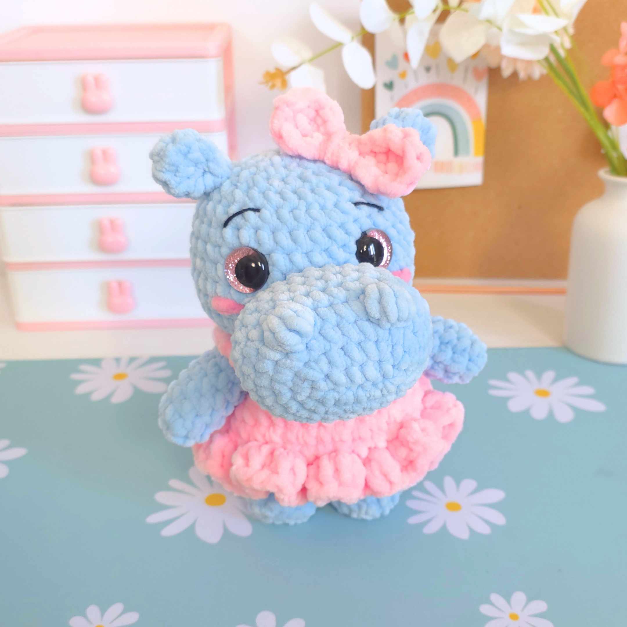 Cute Hippo with Tutu Amigurumi Crochet Pattern PDF - HUGurumi