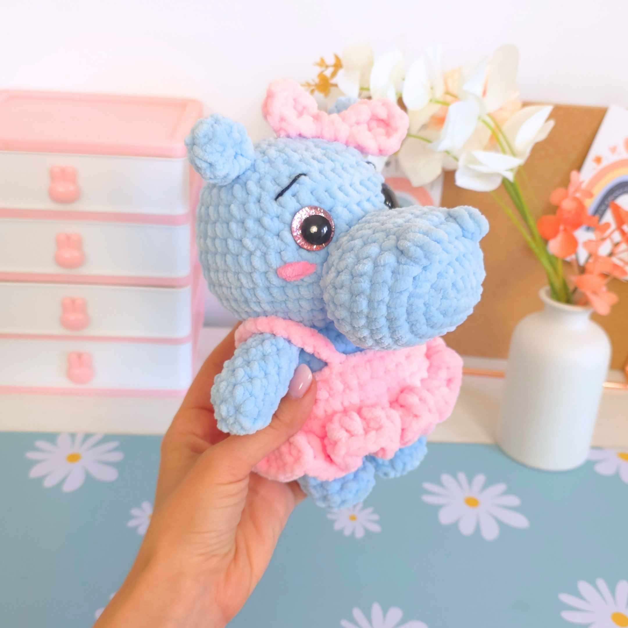 Cute Hippo with Tutu Amigurumi Crochet Pattern PDF - HUGurumi