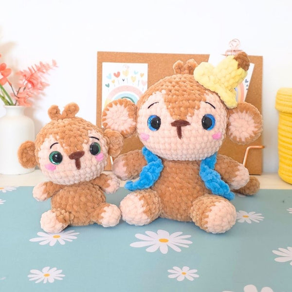 Monkey 2 in 1 – Low-Sew & No-Sew Amigurumi Crochet Pattern PDF