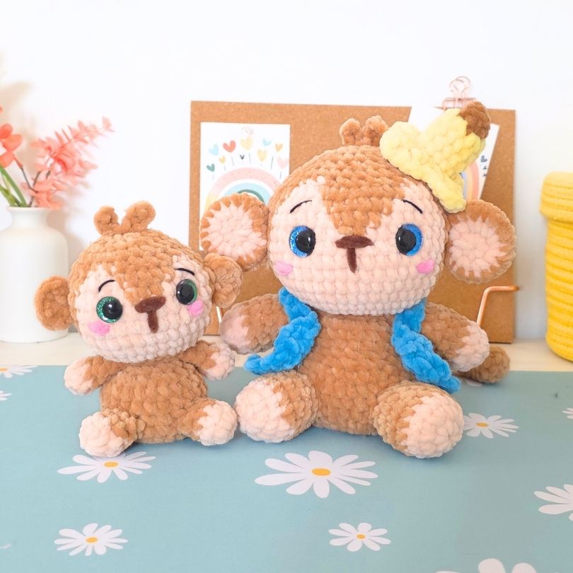 Monkey 2 in 1 – Low-Sew & No-Sew Amigurumi Crochet Pattern PDF