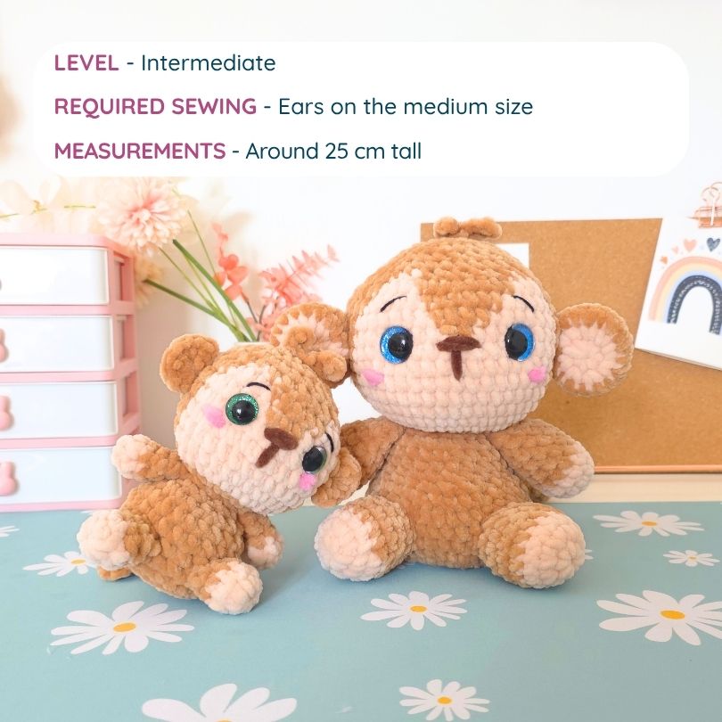 Monkey 2 in 1 – Low-Sew & No-Sew Amigurumi Crochet Pattern PDF