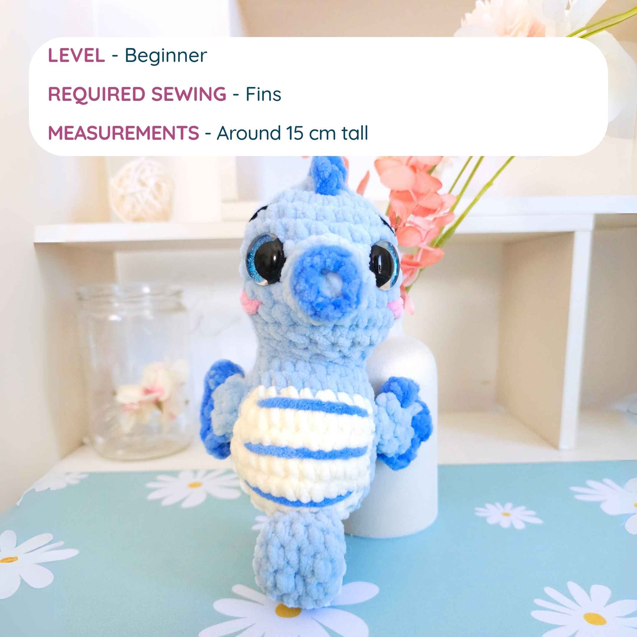 Cute Seahorse Low-Sew Amigurumi Crochet Pattern PDF - HUGurumi