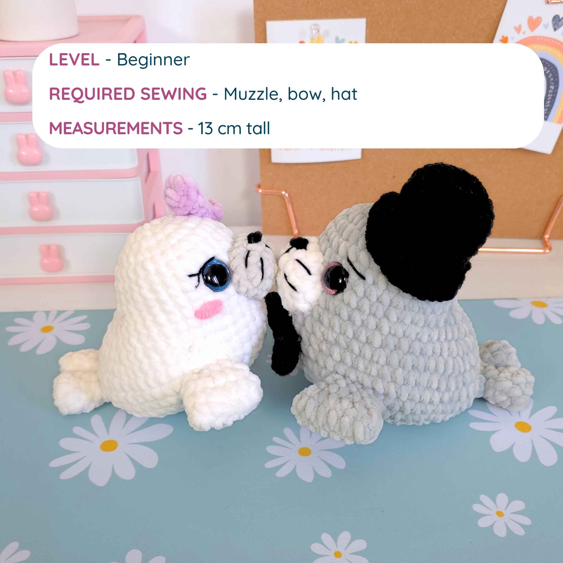 Cute Seals Couple Low-Sew Amigurumi Crochet Pattern PDF - HUGurumi