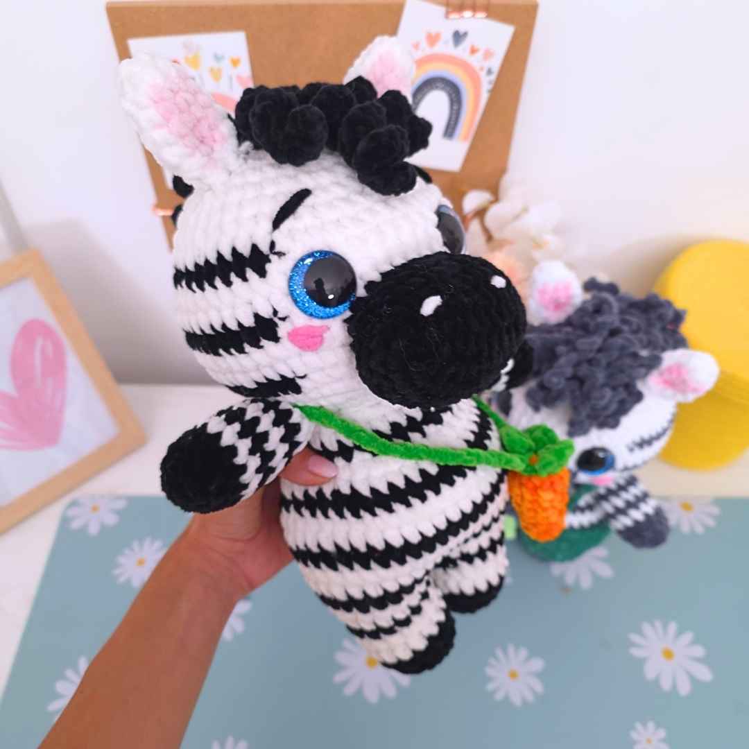 Zebra with Overalls – Low-Sew Amigurumi Crochet Pattern PDF